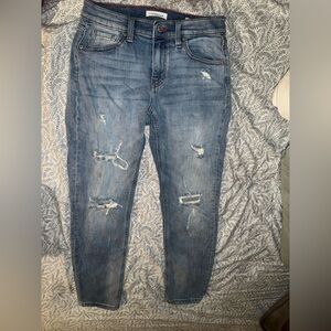 Women’s Distressed Light Blue Jeans - Classic Slim Fit